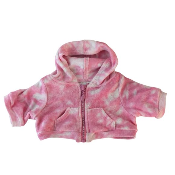 Build A Bear Clothes Pink Tie Dye Outfit Zip Up Hoodie & Skirt  Terry Cloth BABW - Picture 2 of 6